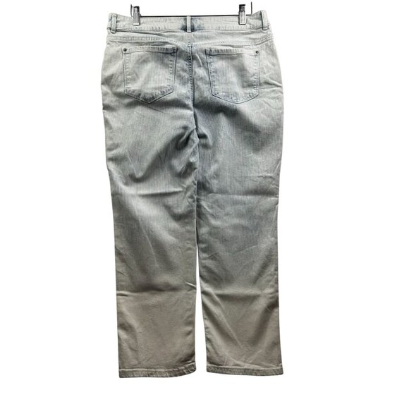 Chico’s Jeans Womens Sz‎ 6 Platinum Cropped Pinstriped Denim Light Wash Stretch - Picture 2 of 6